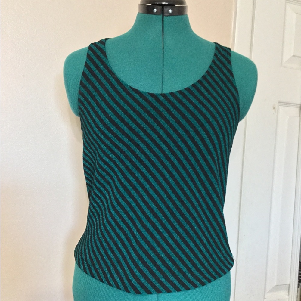 POSITIVE ATTITUDE BLACK AND GREEN STRIPS TANK TOPS